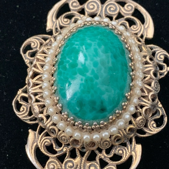 A STUNNING PEKING GLASS(Czech made)VINTAGE BROOCH - Picture 4 of 5